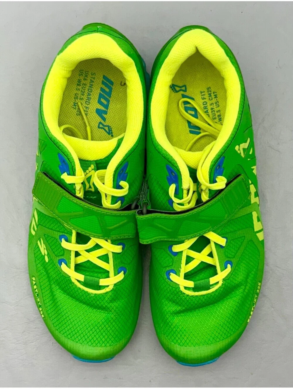 INOV-8 Fastlift 335 Green Yellow Power Weight Lifting Shoes Womens 8.5 Men 7